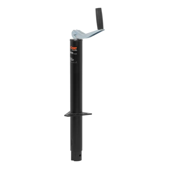 CURT A-frame trailer jack, 2000 lbs lift capacity, top-wind handle, 15-inch travel.