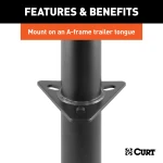 CURT A-frame trailer jack, 2000 lbs lift capacity, top-wind handle, 15-inch travel.