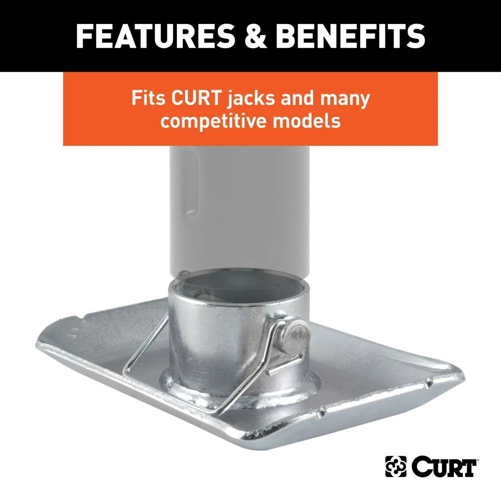 CURT steel trailer jack foot with safety pin attachment for 2,000 lbs weight capacity