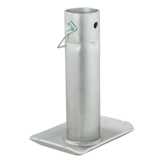 CURT steel jack footplate with safety pin, fits 2 inch diameter tubes, supports 2000 lbs