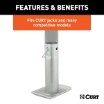 CURT steel jack footplate with safety pin, fits 2 inch diameter tubes, supports 2000 lbs