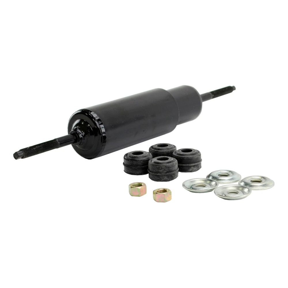 Black Lippert replacement shock for RV trailer suspension with bolt-on kit components