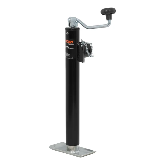CURT pipe mount swivel jack with a foot plate, ideal for trailers up to 5,000 lbs.