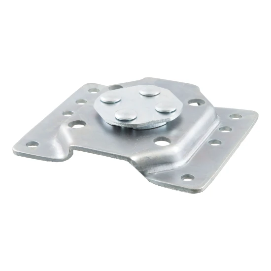 CURT bolt-through jack mounting bracket compatible with marine jacks, featuring secure swivel design and zinc finish.