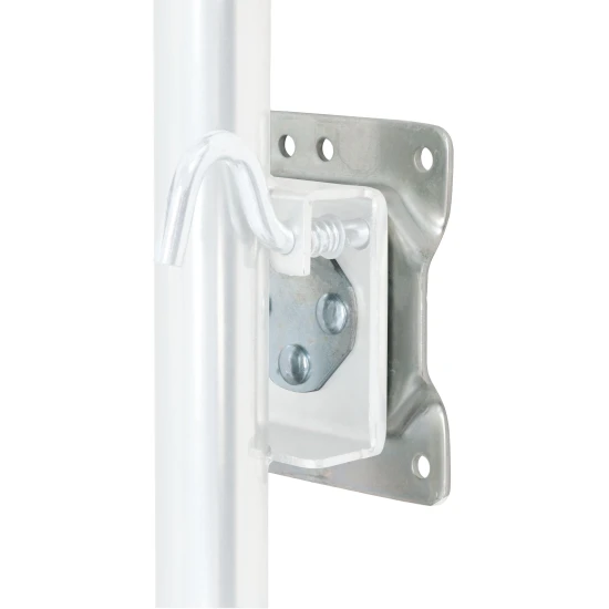 CURT bolt-through jack mounting bracket compatible with marine jacks, featuring secure swivel design and zinc finish.
