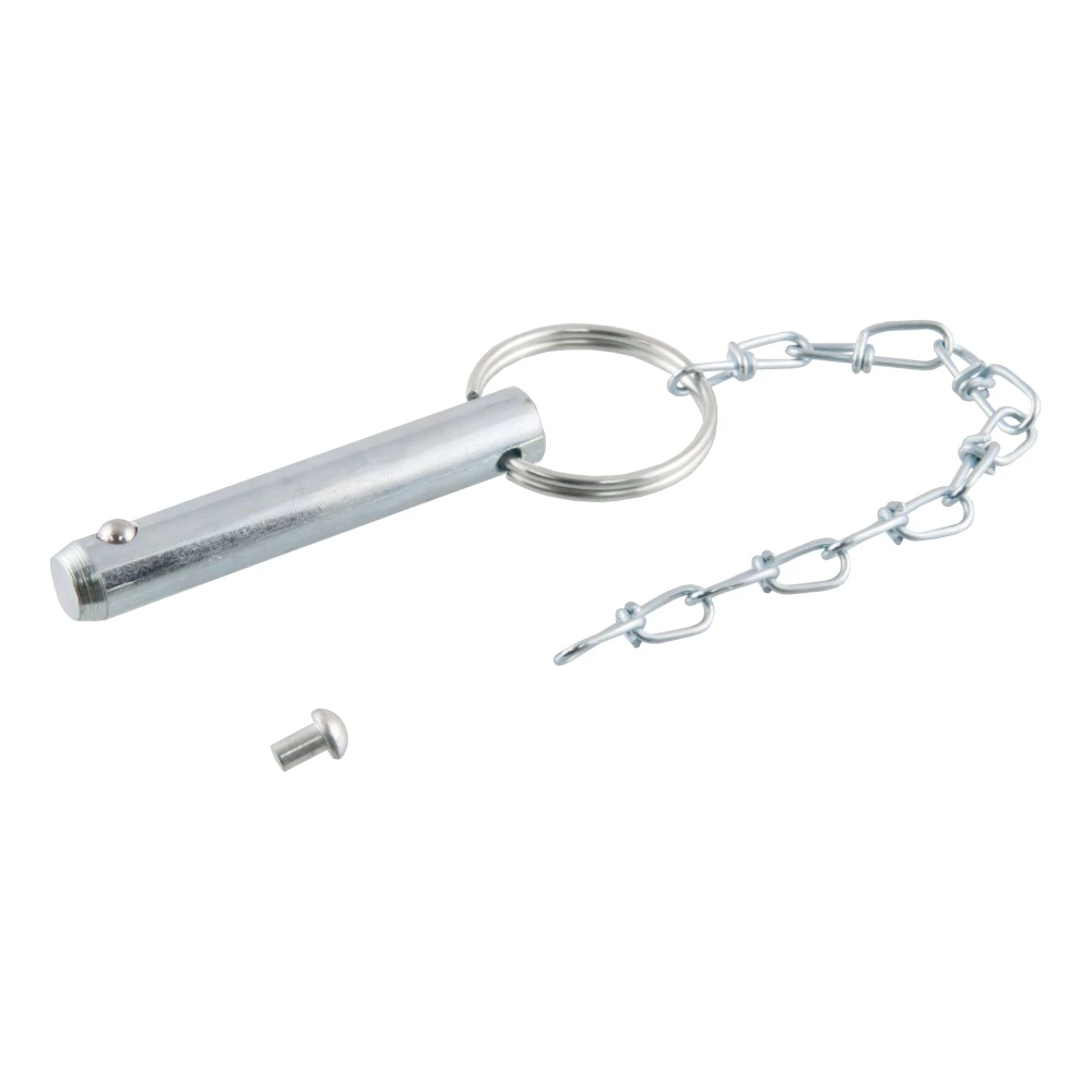 CURT retainer pin with chain for pipe-mount swivel jacks, ideal for trailers