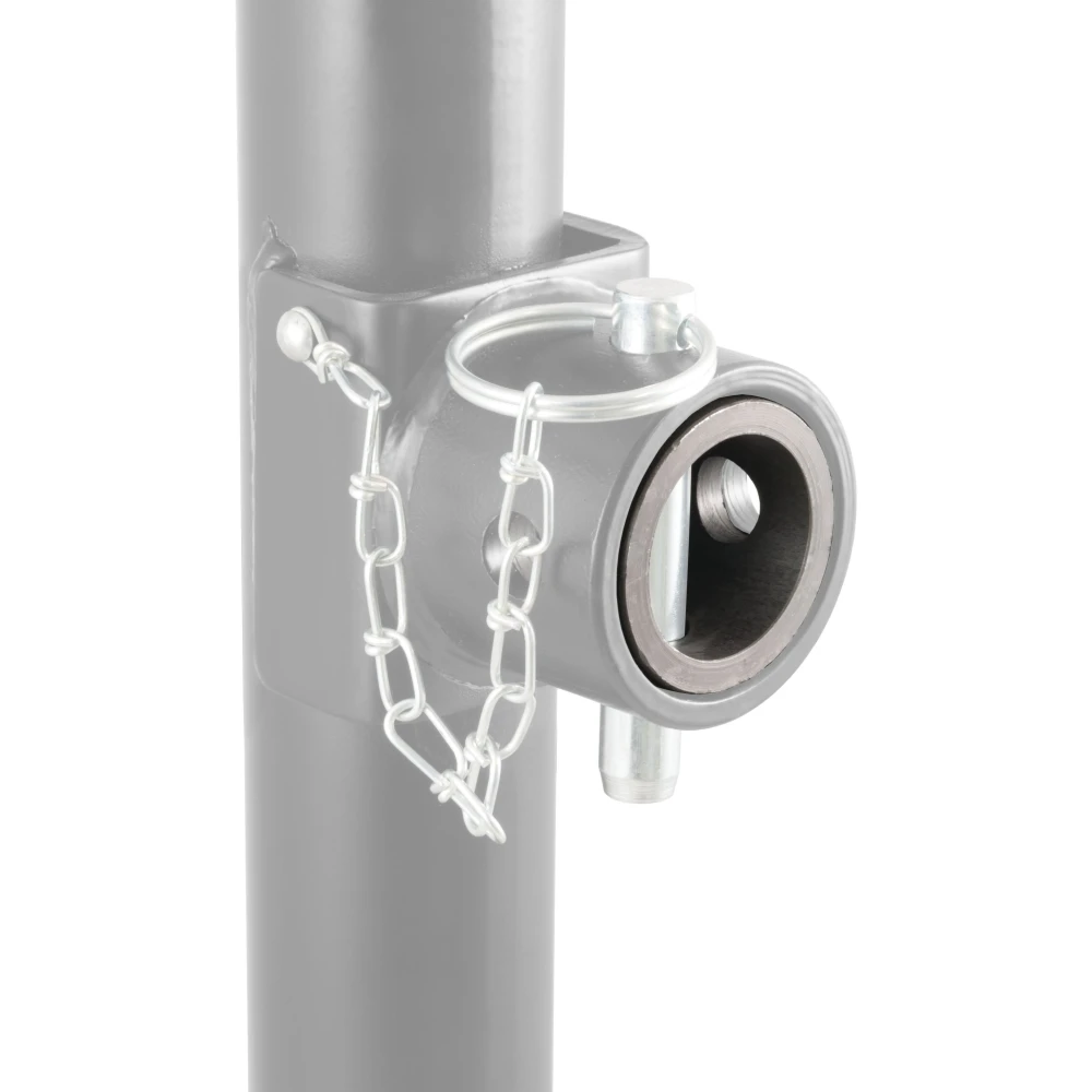 CURT male pipe end mounting bracket for trailer jacks with 5/8 inch pin hole, allows jack to swivel and fold easily.