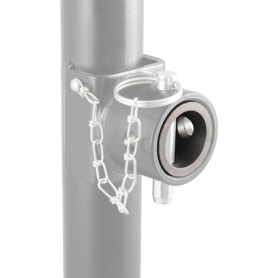 CURT male pipe end mounting bracket for trailer jacks with 5/8 inch pin hole, allows jack to swivel and fold easily.