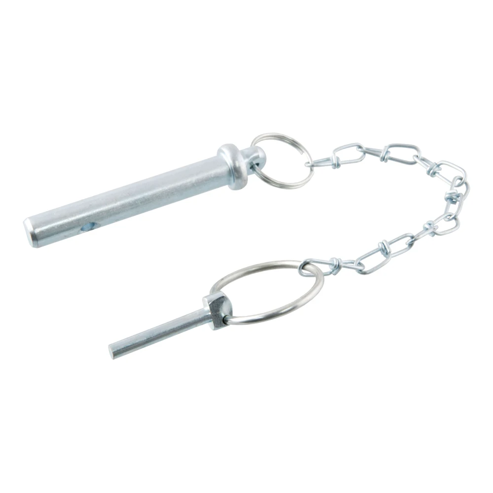 CURT replacement retainer pin with chain, designed for square jacks 28570 and 28575, zinc-plated.
