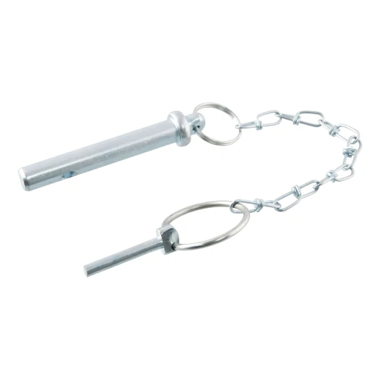 CURT replacement retainer pin with chain, designed for square jacks 28570 and 28575, zinc-plated.