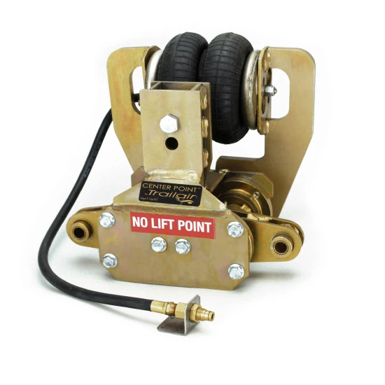 Lippert Center Point air-ride suspension system for smoother RV towing with tandem axles.