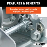 CURT hand winch with a 15' strap and zinc-plated snap hook for boat trailers