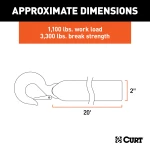 CURT winch strap with nylon web, zinc snap hook, and 20 ft length