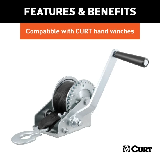 CURT winch strap with nylon web, zinc snap hook, and 20 ft length