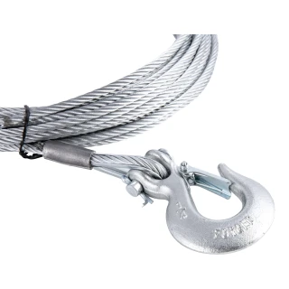 CURT winch cable with zinc snap hook, 25 feet long, for boat trailers