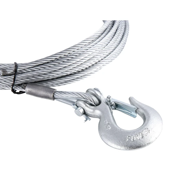 CURT winch cable with zinc snap hook, 25 feet long, for boat trailers