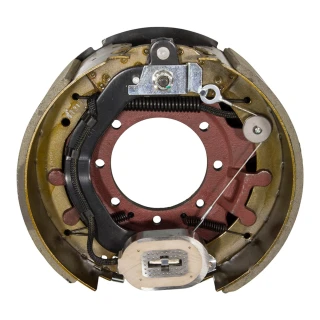 Lippert electric brake assembly for left-hand side installation on 16-17.5” wheels and 12,000-lb axles.