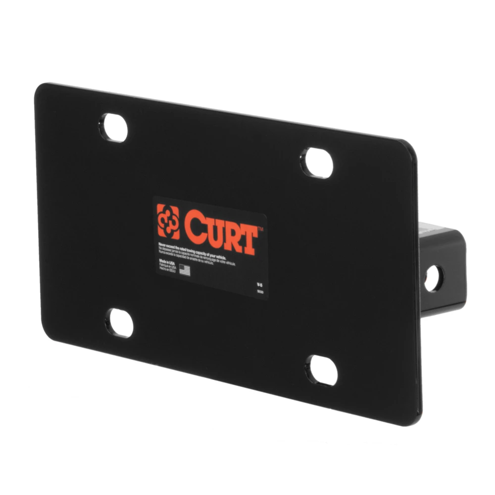 CURT hitch-mounted license plate holder for 2x2 receiver