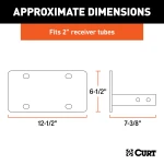 CURT hitch-mounted license plate holder for 2x2 receiver