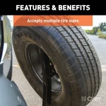 CURT spare tire mount installed on a vehicle hitch receiver