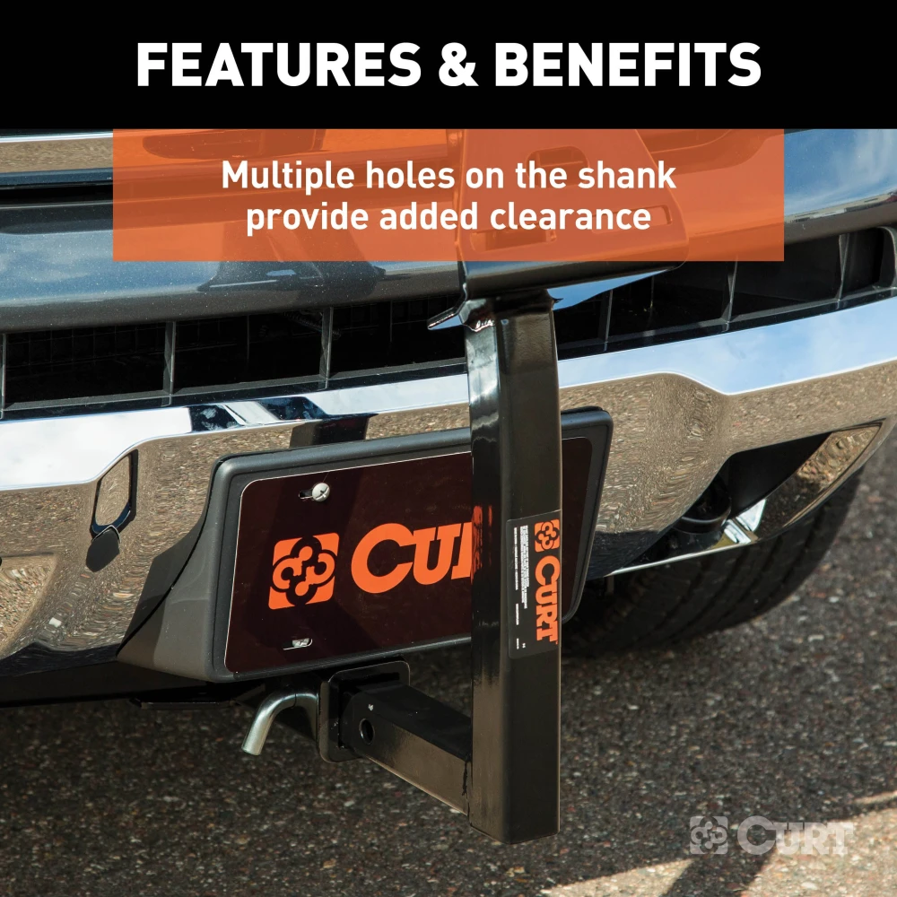 CURT spare tire mount installed on a vehicle hitch receiver