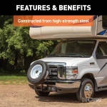 CURT spare tire mount installed on a vehicle hitch receiver