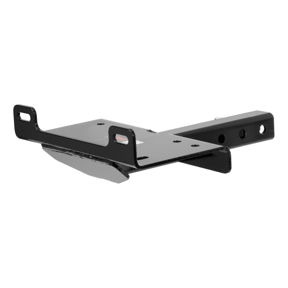 A robust CURT winch mount fitting a 2x2 hitch receiver with skid shield protection.