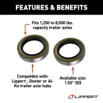 Lippert replacement double lip grease seals for trailer axles available in multiple sizes