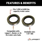 Lippert double lip grease seal to fit trailer axles providing a protective barrier