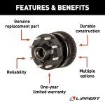 Lippert brake hub assembly for 16,000-lb axle featuring durable iron with 8 on 275 mm bolt pattern and 22 mm studs.