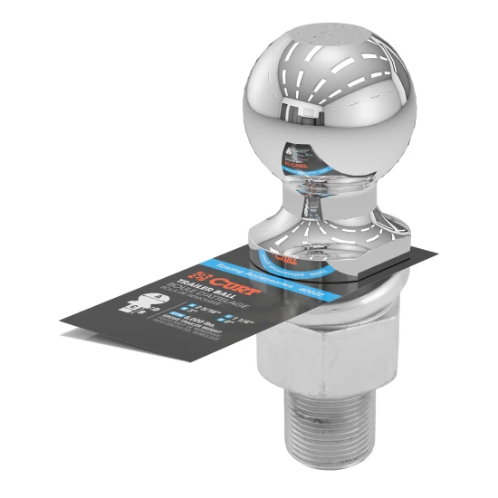 CURT 2-5/16 inch trailer ball with chrome finish, 6000 lbs capacity, suitable for heavy towing