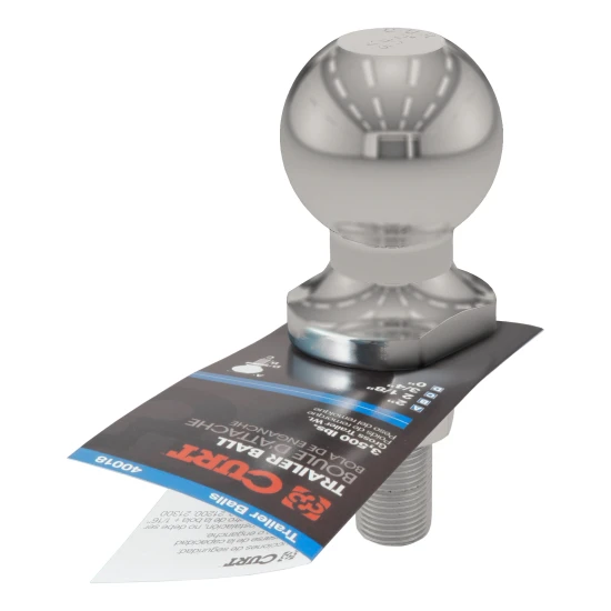 CURT 2 inch trailer hitch ball, stainless steel, 3,500 lbs capacity, for towing various trailers