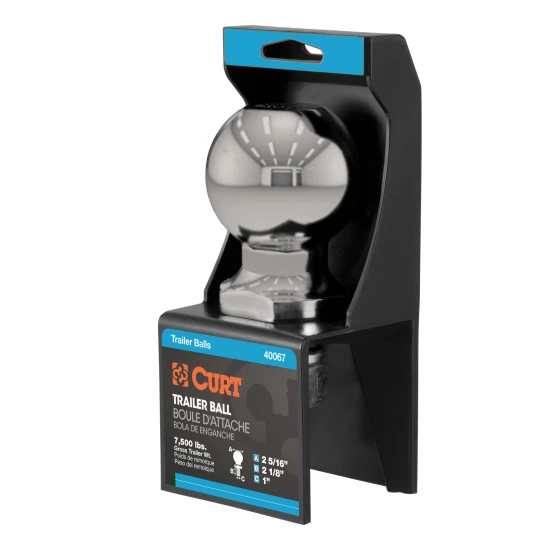 CURT 2-5/16 inch trailer ball with 7,500 lbs capacity and stainless finish