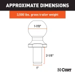 CURT 1-7/8 inch trailer ball with fine threads and chrome finish, 3500 lbs