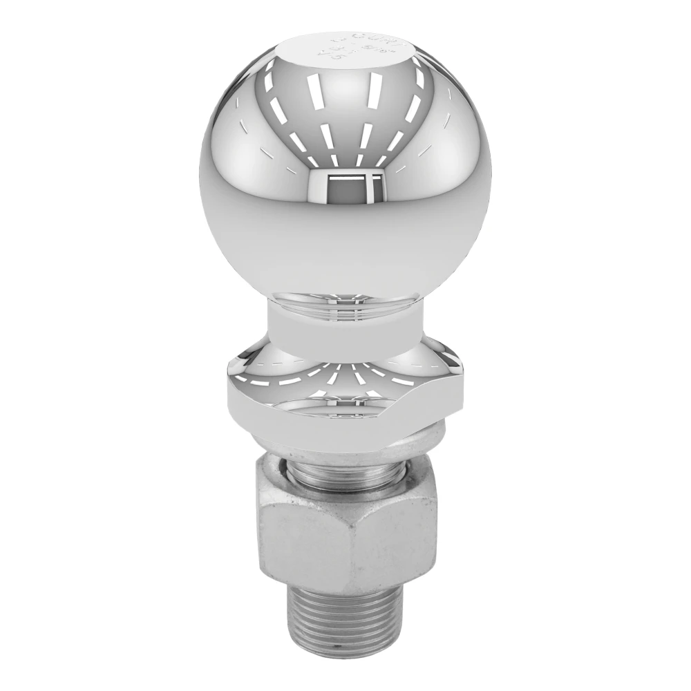 CURT 2-5/16 inch trailer ball with chrome finish supporting up to 7500 lbs for heavy-duty towing.