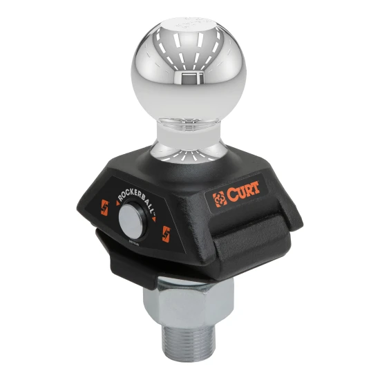 CURT RockerBall trailer hitch ball featuring ShockDrop technology for reduced vibration and noise.