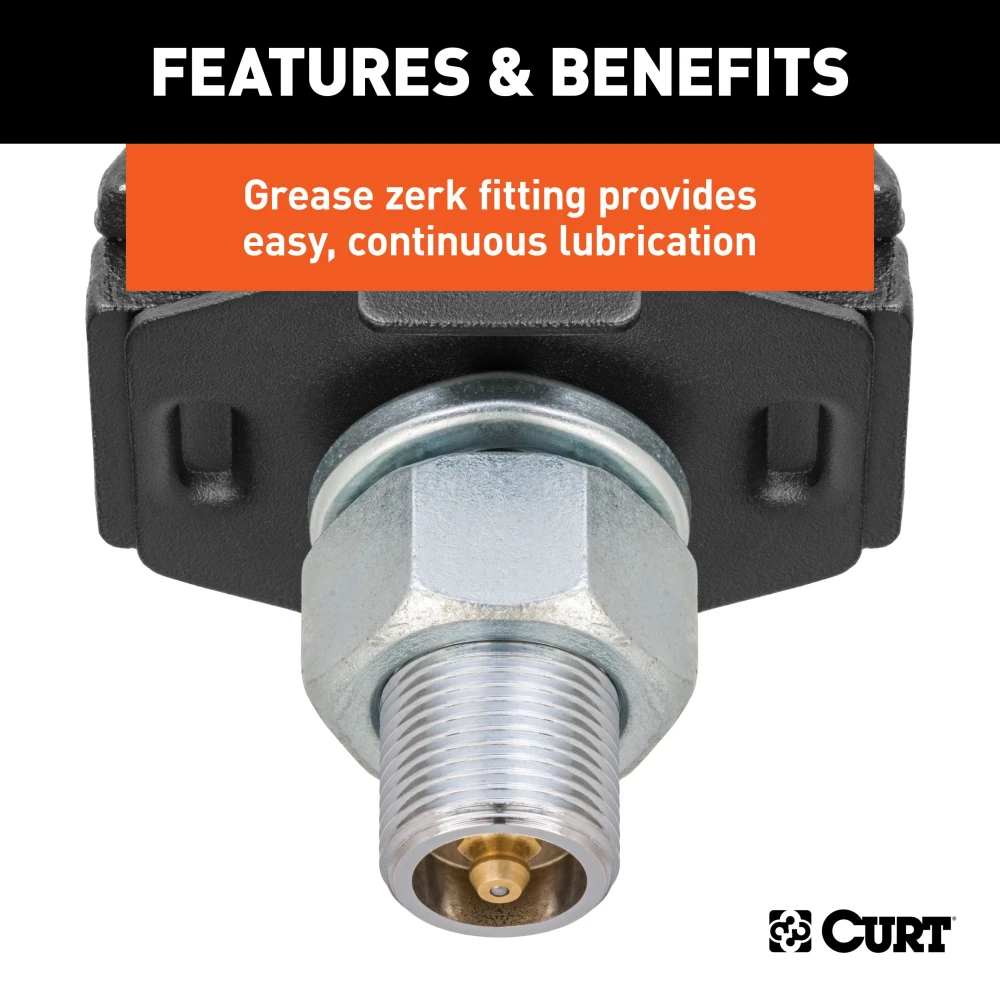 CURT RockerBall trailer hitch ball featuring ShockDrop technology for reduced vibration and noise.