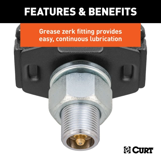 CURT RockerBall trailer hitch ball featuring ShockDrop technology for reduced vibration and noise.