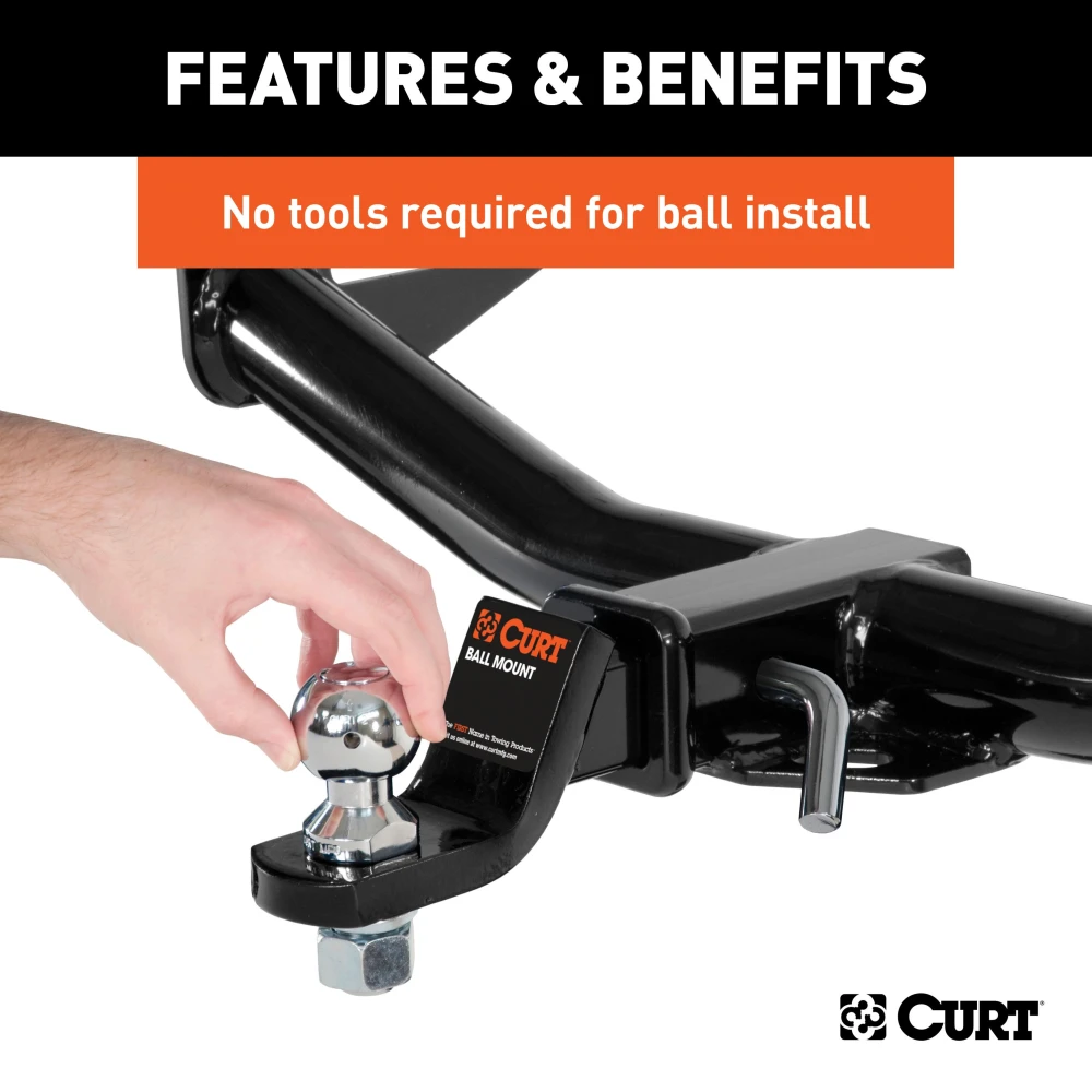 CURT Switch Ball Interchangeable Trailer Balls - Light & Medium Duty CURT Switch Ball trailer balls with interchangeable heads and J-groove design for various towing needs.