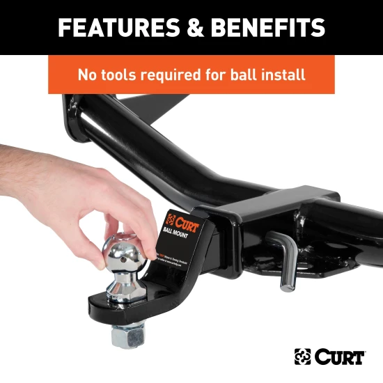 CURT Switch Ball Interchangeable Trailer Balls - Light & Medium Duty CURT Switch Ball trailer balls with interchangeable heads and J-groove design for various towing needs.
