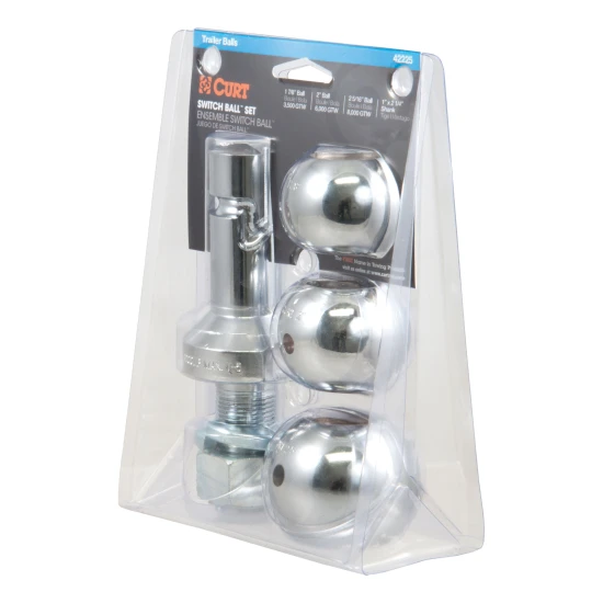 CURT Switch Ball Interchangeable Trailer Balls - Light & Medium Duty CURT Switch Ball trailer balls with interchangeable heads and J-groove design for various towing needs.