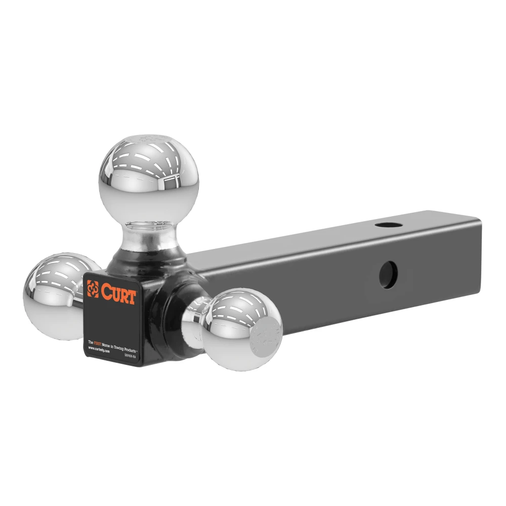 CURT multi-tow ball mount with three welded balls on a hollow shank for versatile towing