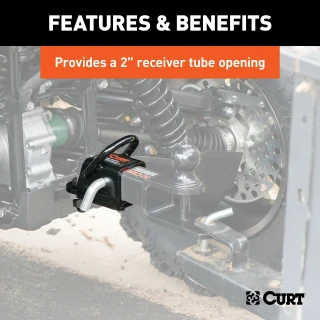 CURT ATV bolt-on adapter with 2-inch receiver and welded D-ring for towing