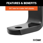 CURT class 2 ball mount ideal for sedans and SUVs, 3,500 lbs capacity with black powder coat finish