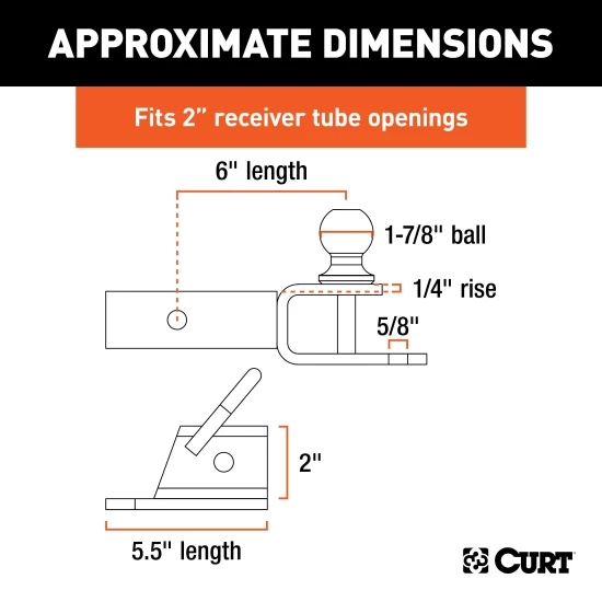 CURT ATV towing kit with 3-in-1 ball mount and bolt-on adapter for versatile towing.