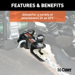 CURT ATV towing kit with 3-in-1 ball mount and bolt-on adapter for versatile towing.
