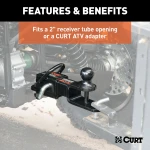 CURT ATV towing kit with 3-in-1 ball mount and bolt-on adapter for versatile towing.