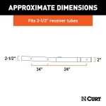 CURT hitch adapter converting 2-1/2 to 2 inches, with safety chain loops and electrical bracket