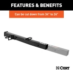 CURT hitch adapter converting 2-1/2 to 2 inches, with safety chain loops and electrical bracket