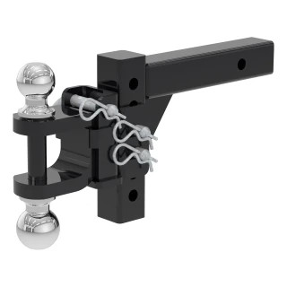 CURT adjustable ball mount featuring dual ball sizes and adjustable shank for versatile trailer towing.